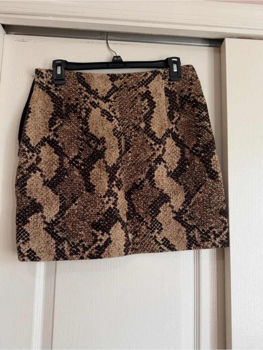 H&M Brown and Black Snake-Print Mini Skirt